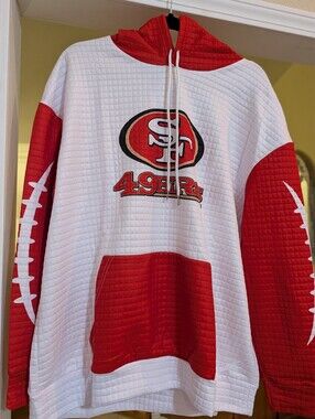 Unbranded 49ers White & Red Pullover Hoodie in XL